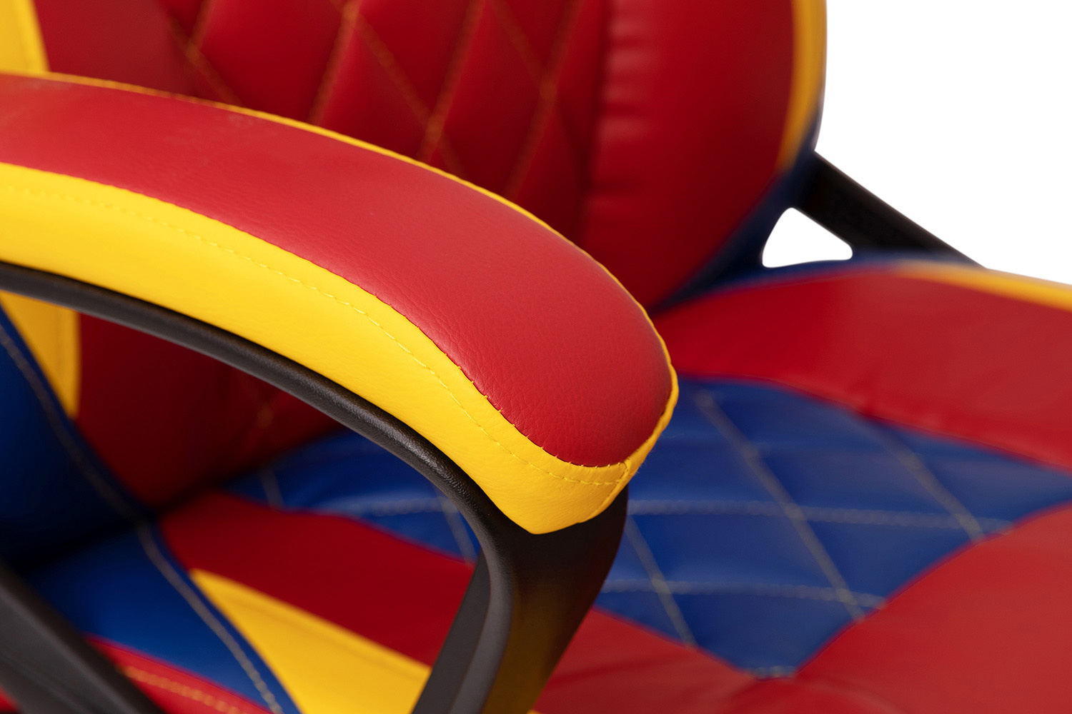 BLNK Stone Ergonomic Designer Adjustable Office Computer Chair with Red Dual Wheel Casters - Red & Yellow