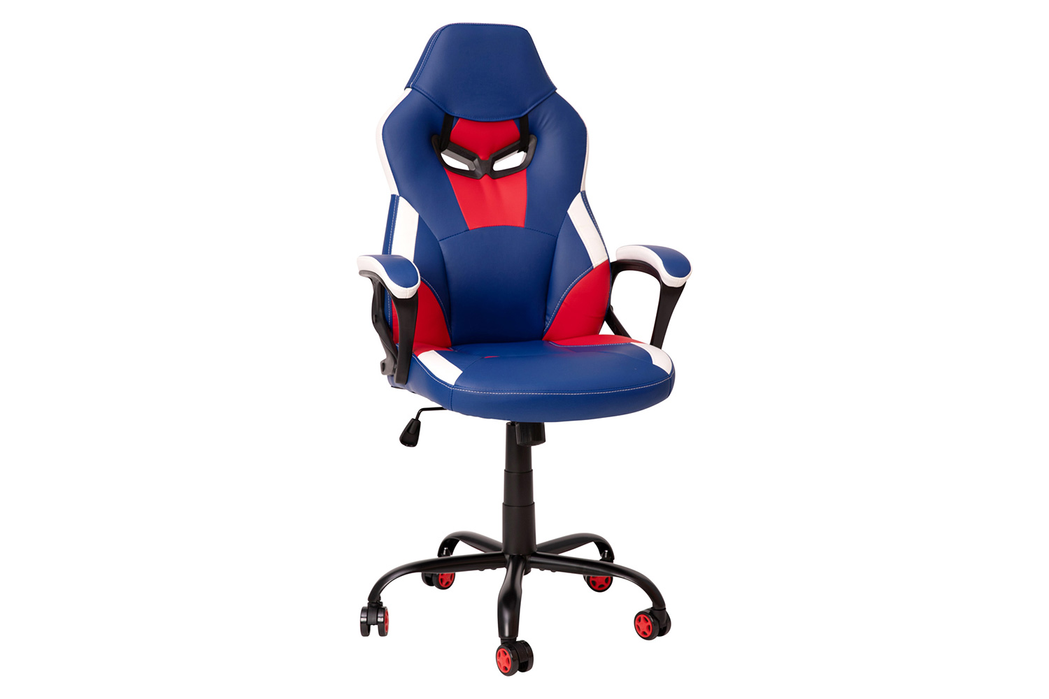 BLNK Stone Ergonomic Designer Adjustable Office Computer Chair with Red Dual Wheel Casters - Red/Blue