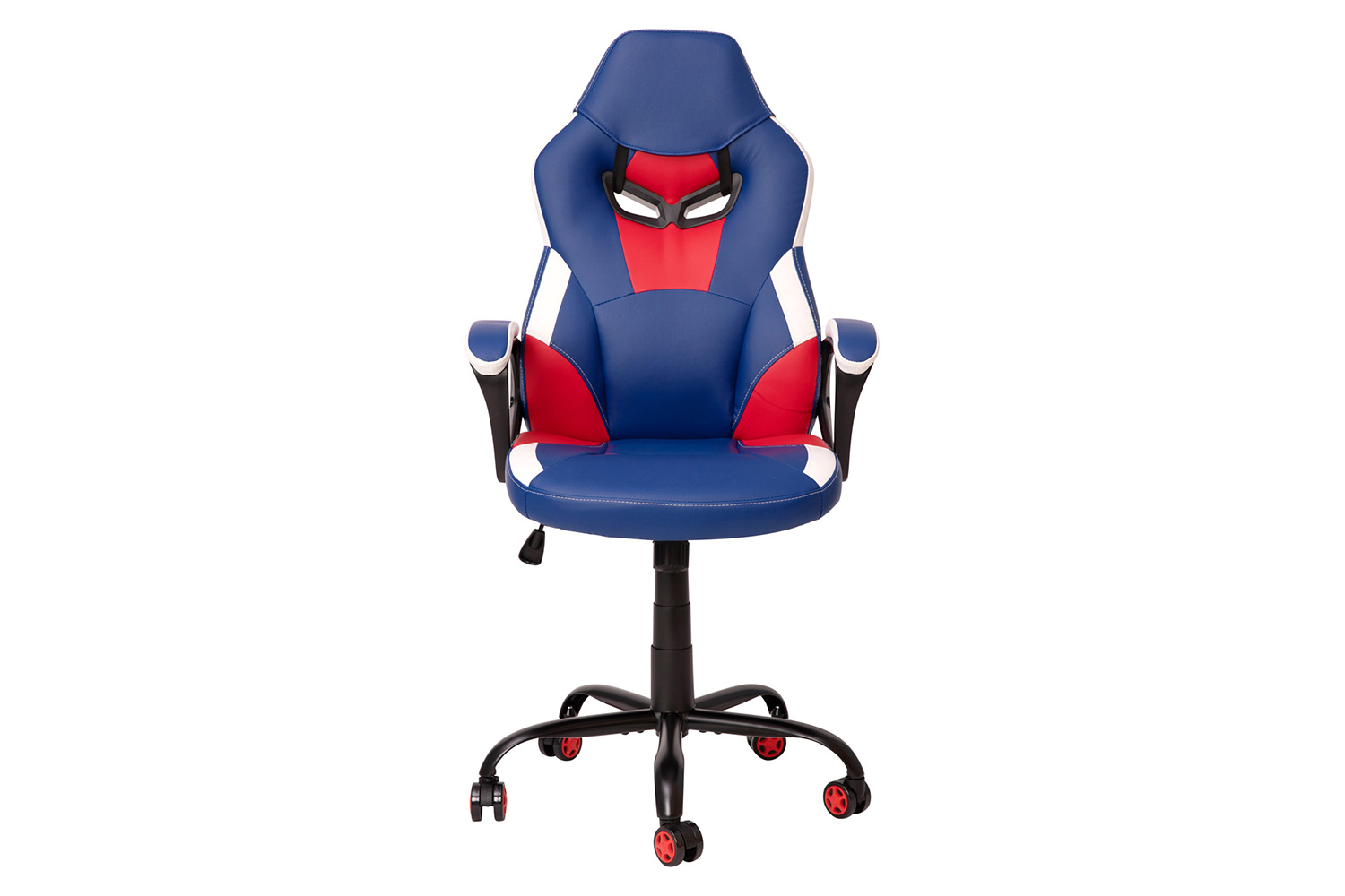 BLNK Stone Ergonomic Designer Adjustable Office Computer Chair with Red Dual Wheel Casters - Red/Blue