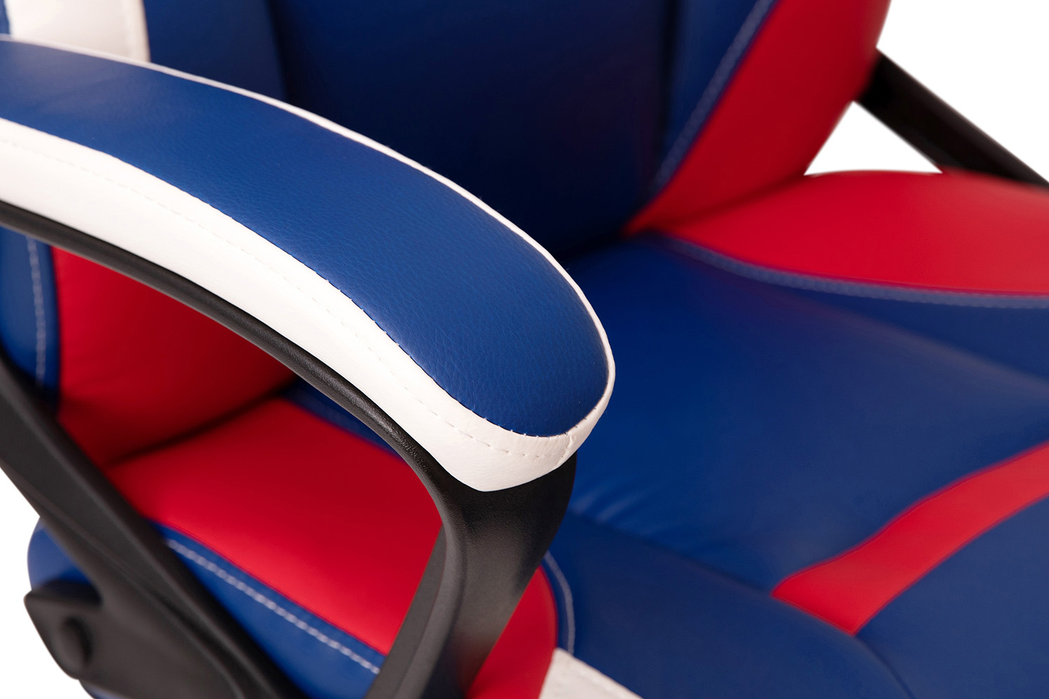 BLNK Stone Ergonomic Designer Adjustable Office Computer Chair with Red Dual Wheel Casters - Red/Blue