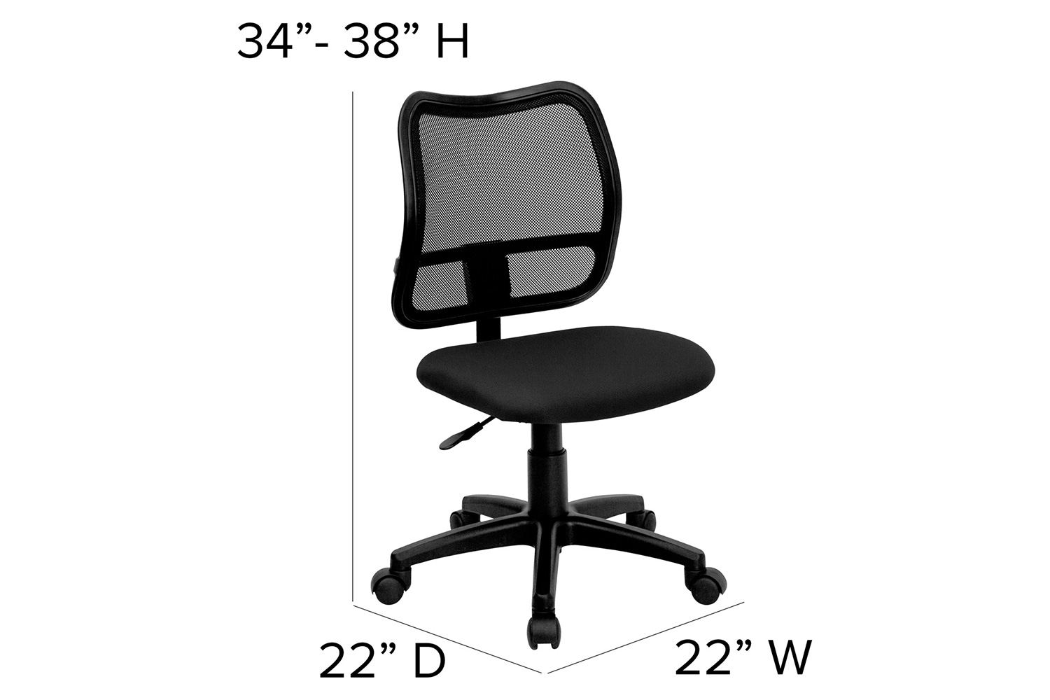 BLNK Alber Mid-Back Mesh Swivel Task Office Chair - Black