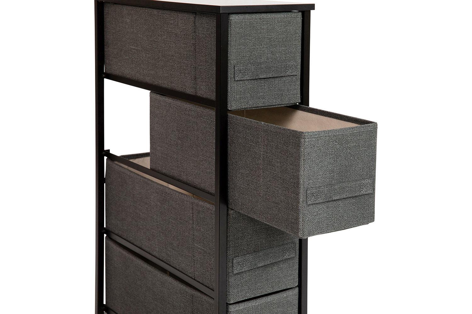 BLNK Harris 4 Drawer Slim Wood Top Iron Frame Dresser Storage Tower with Easy Pull Drawers - Black/Dark Gray