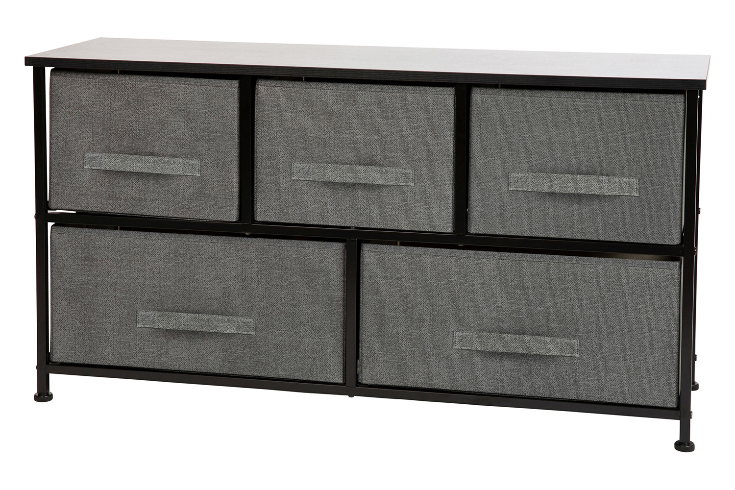 BLNK Harris 5 Drawer Wood Top Iron Frame Vertical Storage Dresser with Easy Pull Drawers - Black/Dark Gray