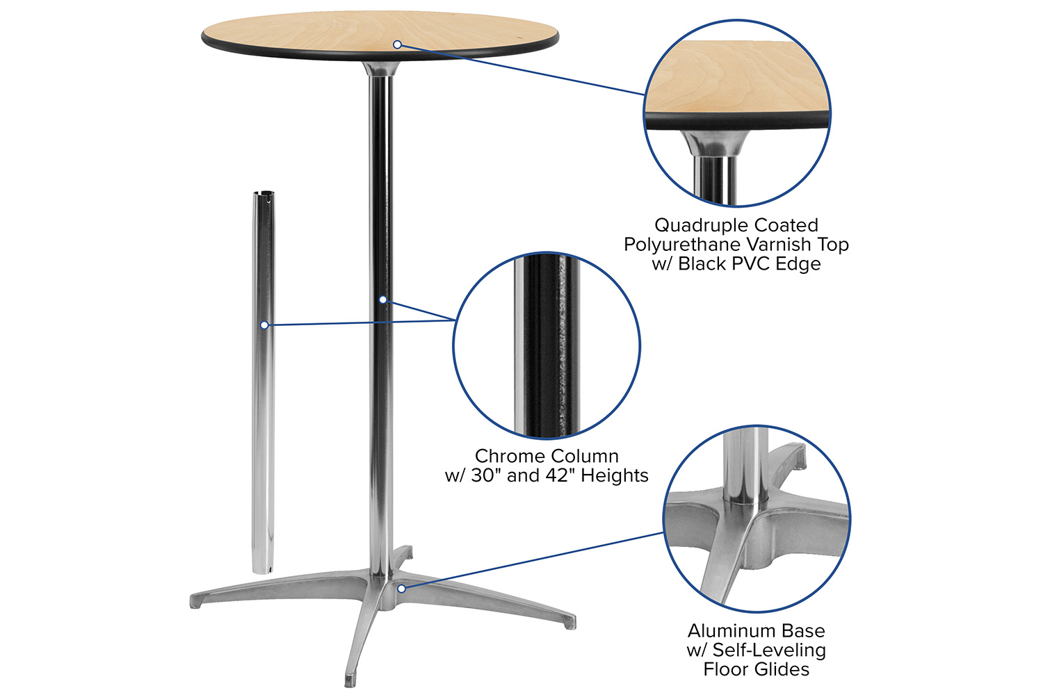 BLNK Lars Round Wood Cocktail Table - 24"D