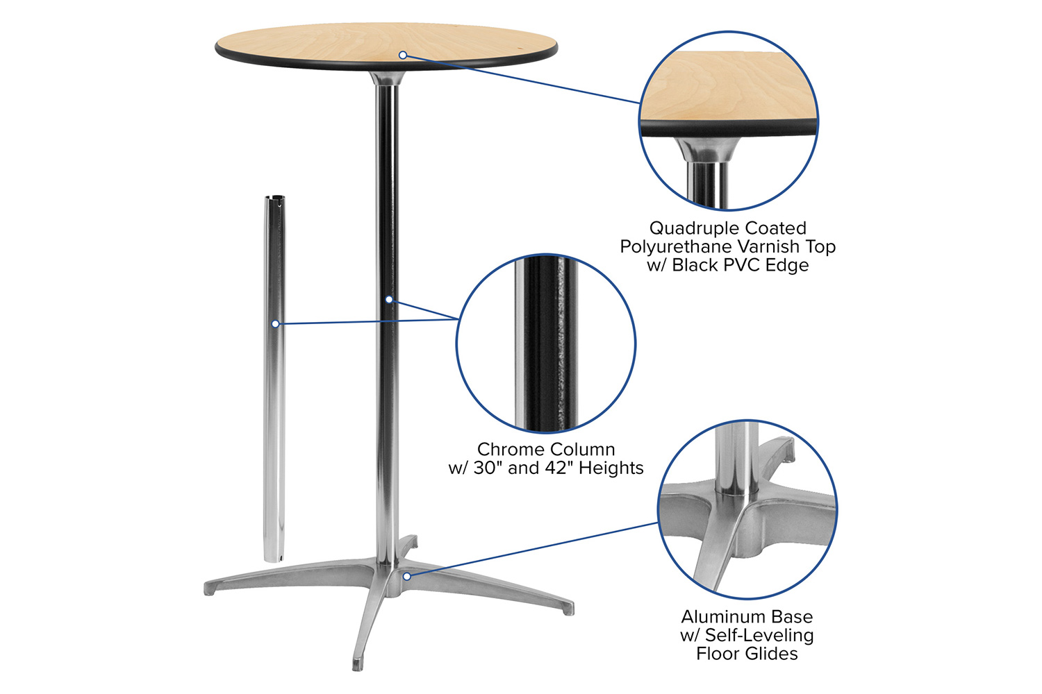 BLNK Lars Round Wood Cocktail Table - 30"D