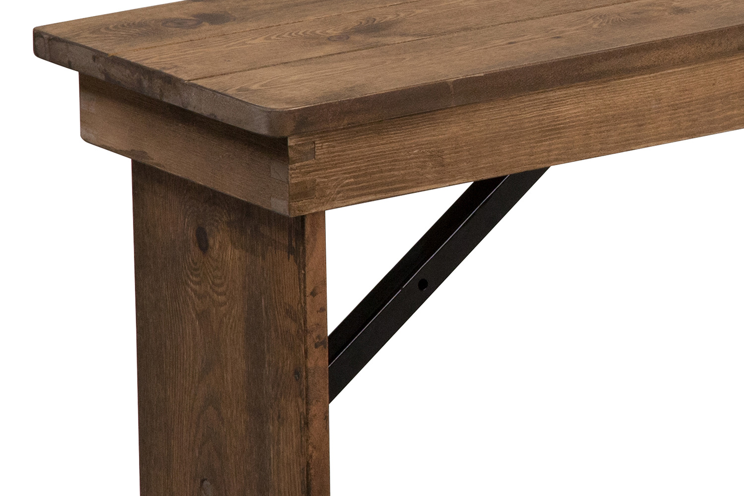 BLNK - HERCULES Series Antique Rustic Solid Pine Folding Farm Bench
