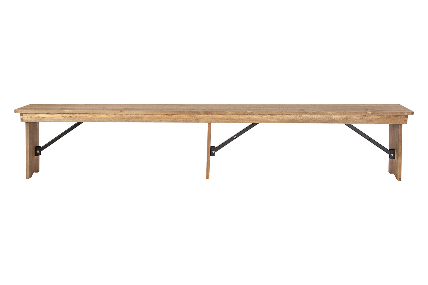 BLNK - HERCULES Series Antique Rustic Solid Pine Folding Farm Bench with 3 Legs