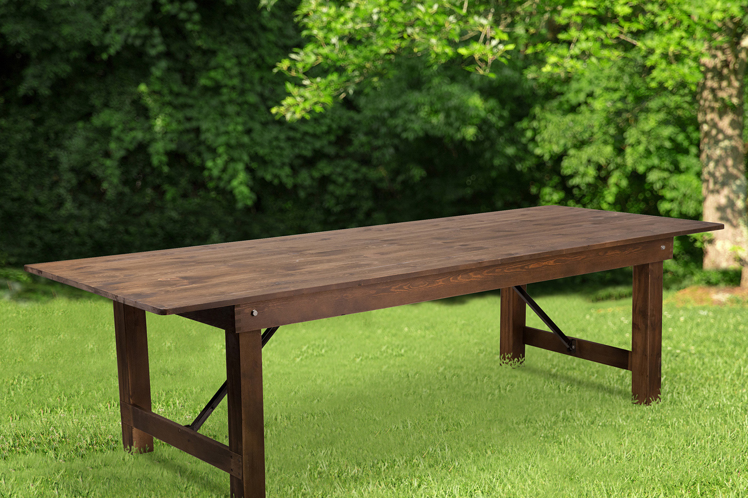 BLNK - HERCULES Series Rectangular Antique Rustic Solid Pine Folding Farm Table