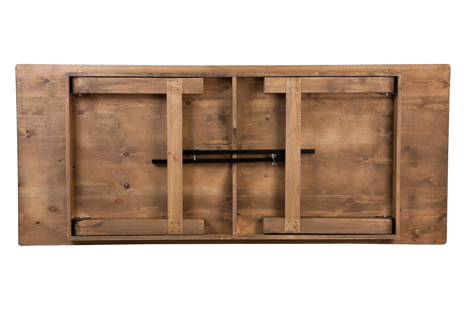 BLNK HERCULES Series Antique Rustic Folding Farm Table and Six Bench Set - Natural