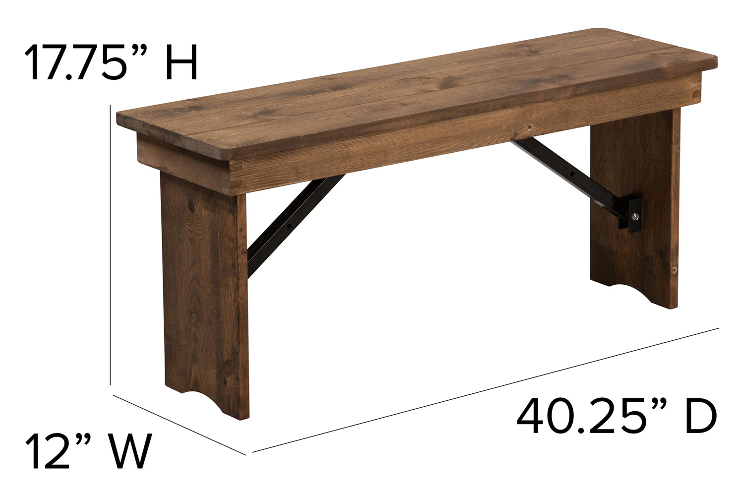 BLNK HERCULES Series Antique Rustic Folding Farm Table and Six Bench Set - Natural
