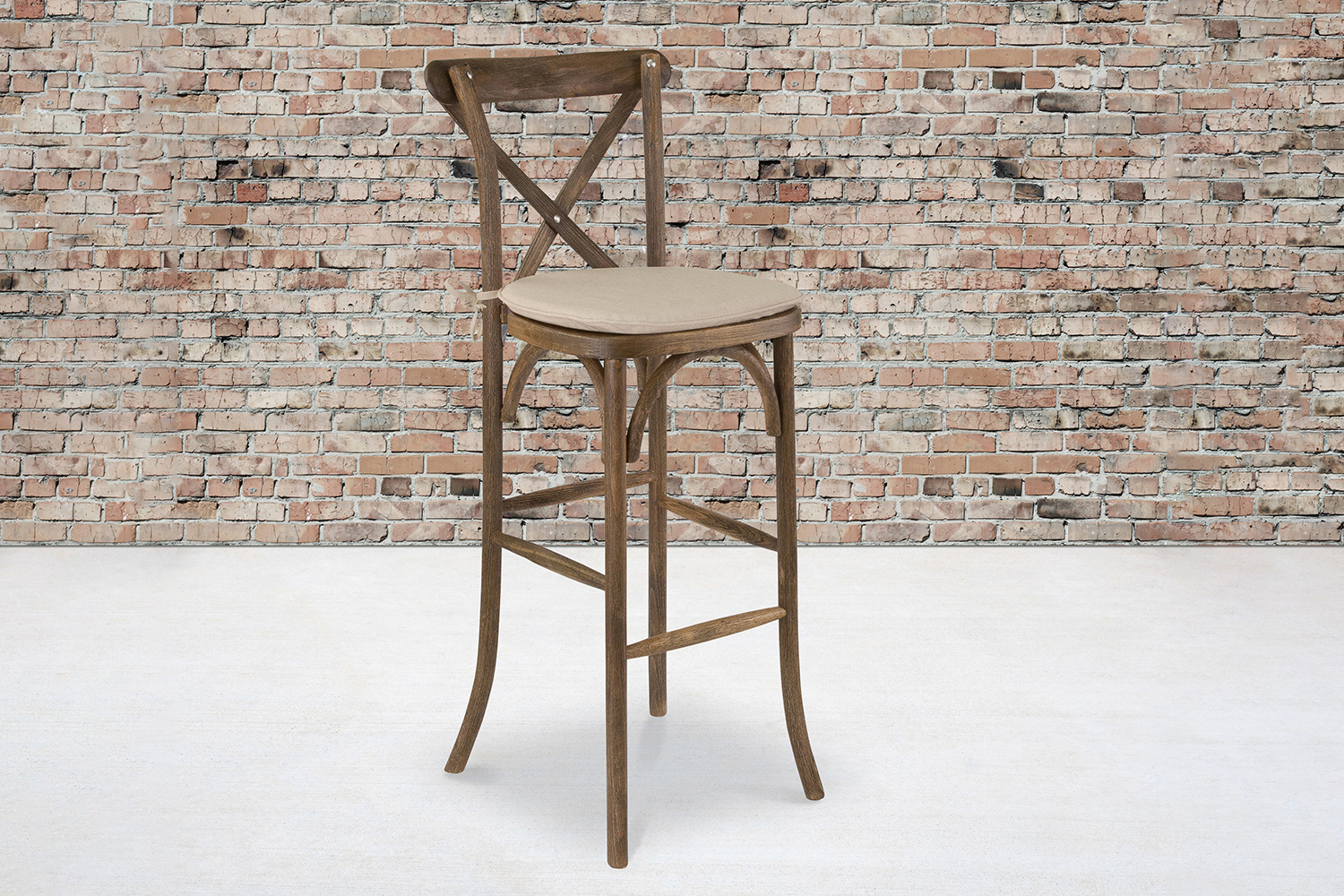 BLNK - HERCULES Series Wood Dark Antique Cross Back Bar Stool