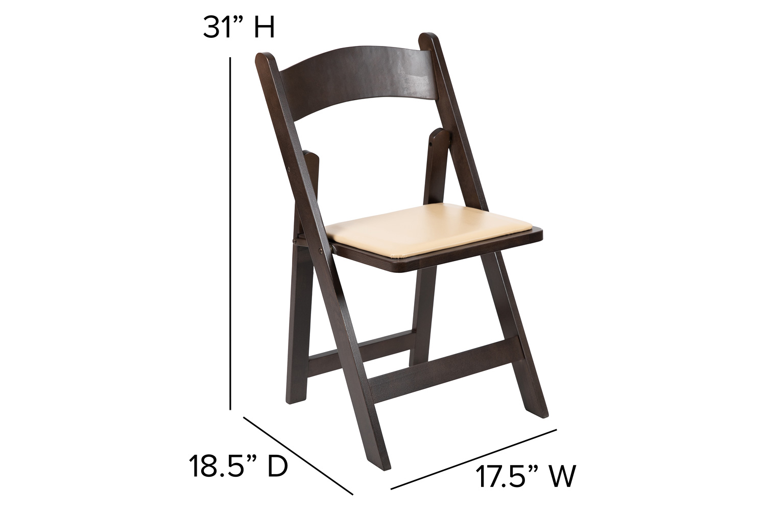 BLNK HERCULES Series Wood Folding Chair with Vinyl Padded Seat - Chocolate