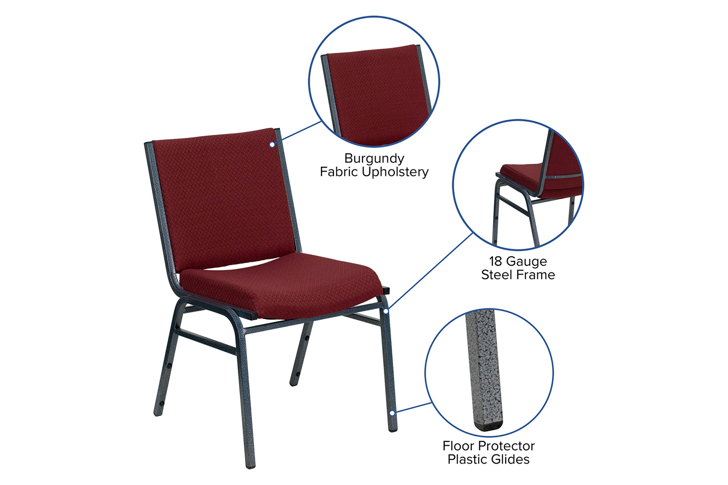 BLNK HERCULES Series Fabric Heavy Duty Stack Chair - Burgundy Patterned