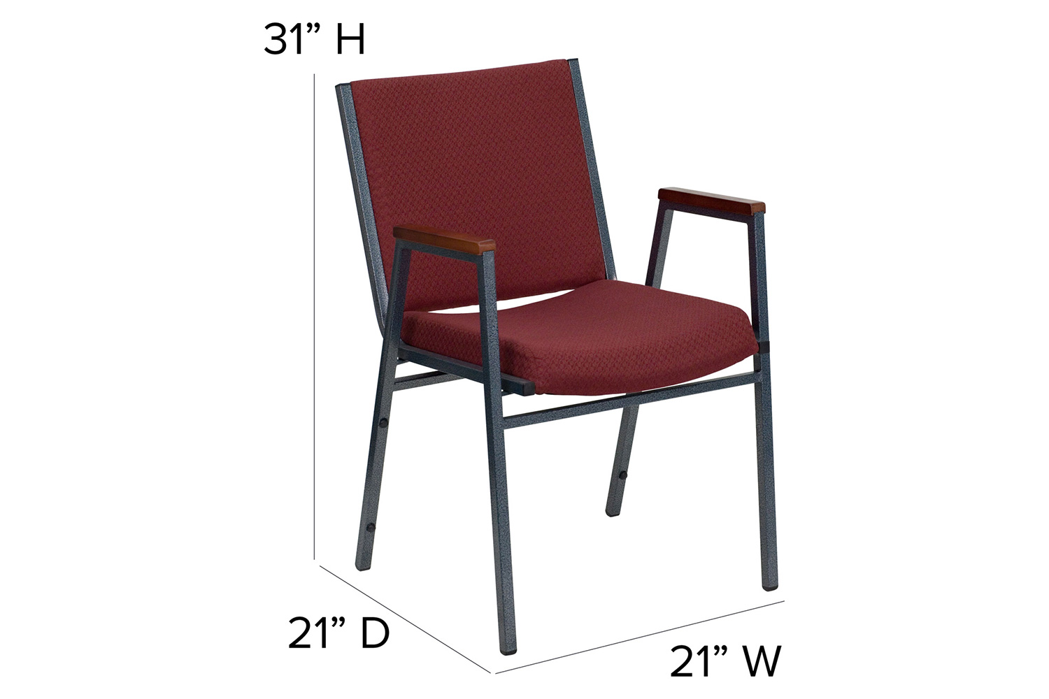 BLNK HERCULES Series Fabric Heavy Duty Stack Chair with Arms - Burgundy Patterned