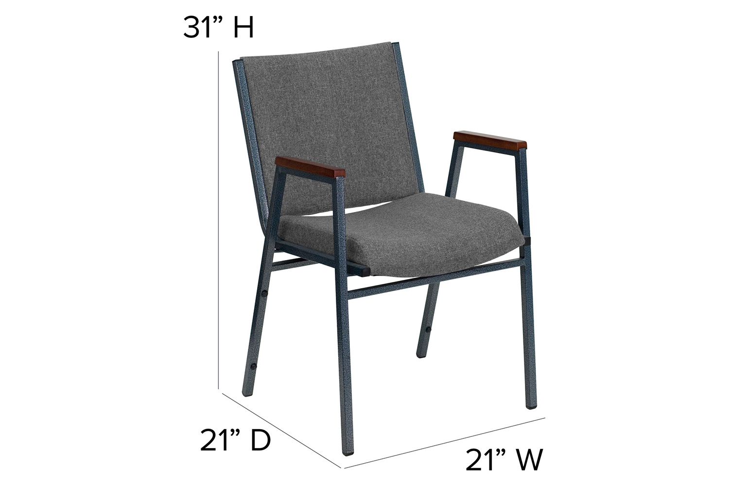 BLNK HERCULES Series Fabric Heavy Duty Stack Chair with Arms - Gray
