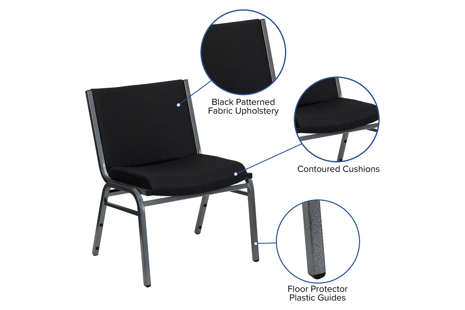 BLNK HERCULES Series Fabric Stack Chair - Black