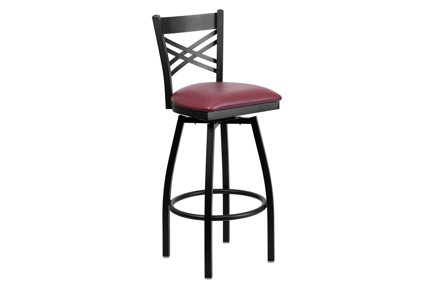 BLNK - HERCULES Series Black Metal "X" Back Swivel Bar Stool with Vinyl Seat