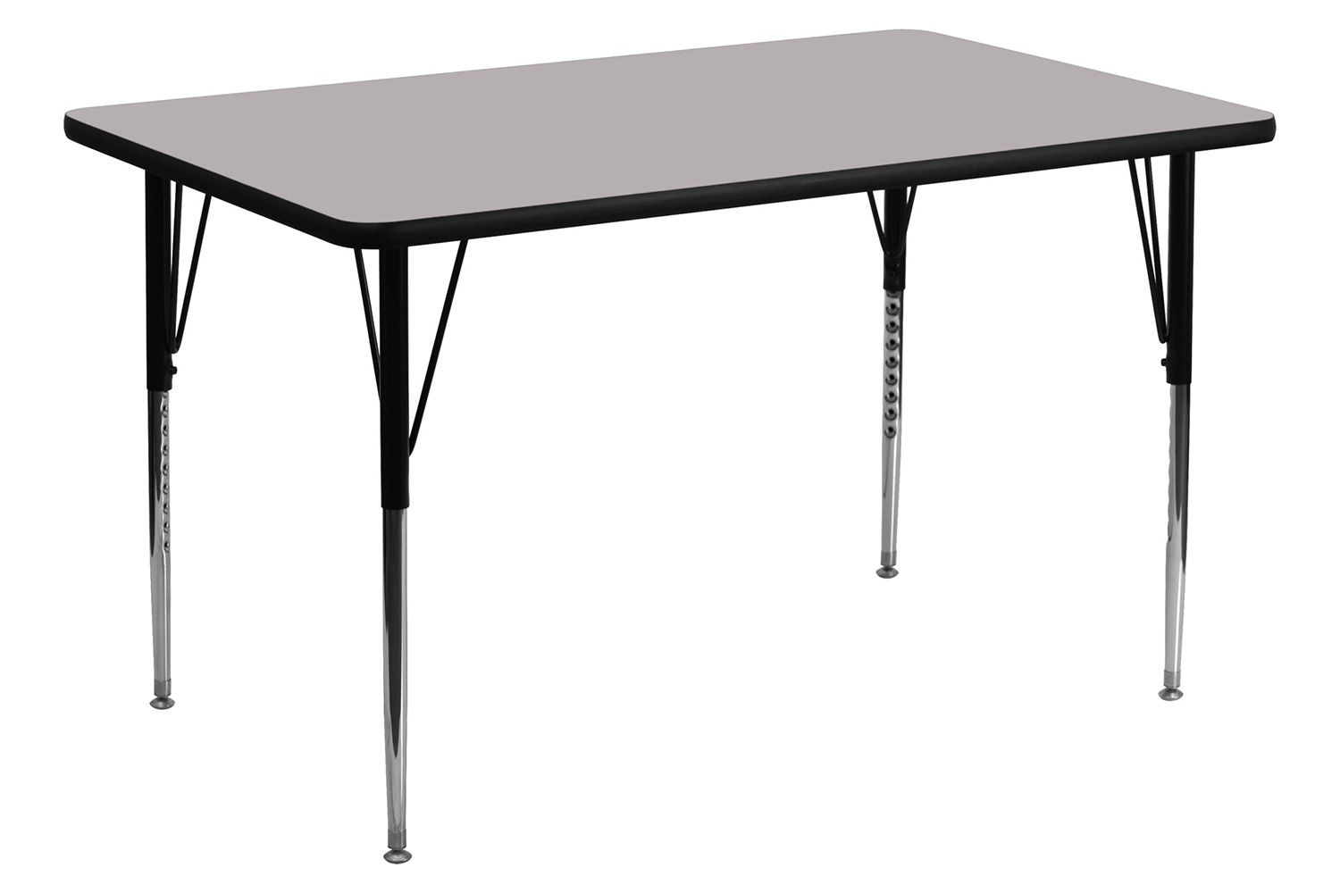 BLNK Wren Rectangular Thermal Laminate Activity Table - Gray, 24"W x 48"L, with Standard Height Adjustable Legs