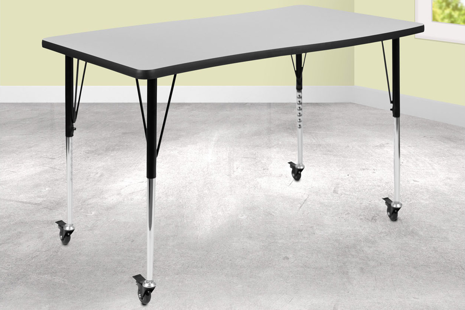 BLNK - Wren Mobile Rectangular Thermal Laminate Wave Flexible Collaborative Activity Table