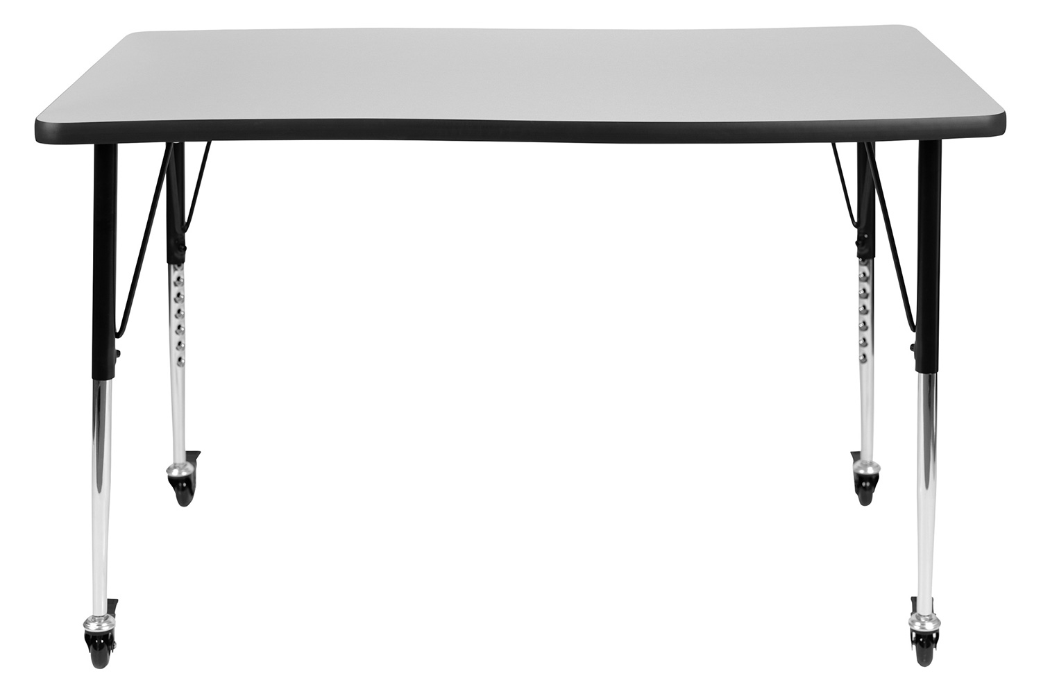 BLNK Wren Mobile Rectangular Thermal Laminate Wave Flexible Collaborative Activity Table - Gray, 28"W x 47.5"L, with Standard Height Adjustable Legs
