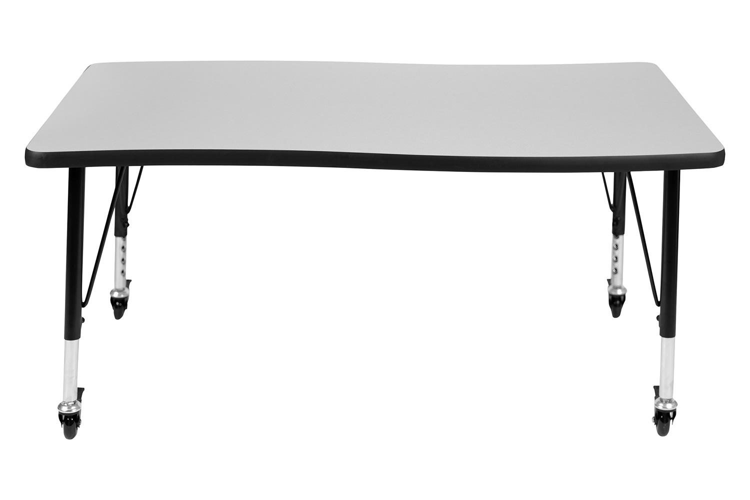 BLNK Wren Mobile Rectangular Thermal Laminate Wave Flexible Collaborative Activity Table - Gray, 28"W x 47.5"L, with Short Height Adjustable Legs