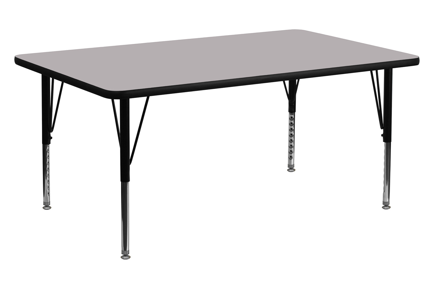 BLNK Wren Rectangular Thermal Laminate Activity Table - Gray, 30"W x 72"L, with Short Height Adjustable Legs