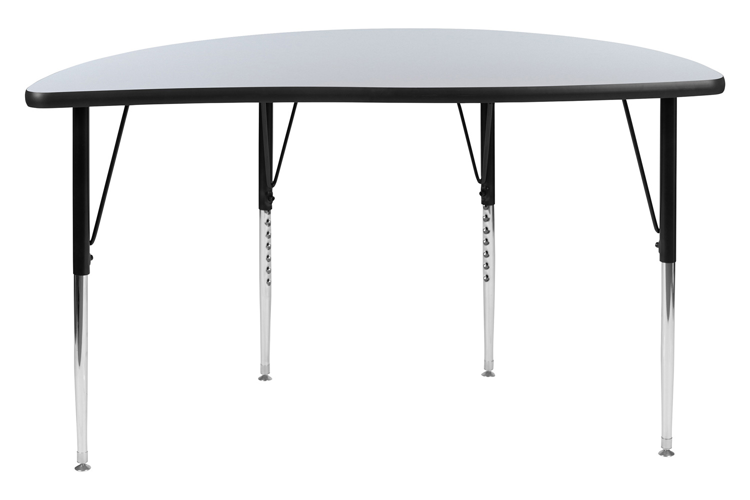 BLNK Wren Half Circle Thermal Laminate Wave Flexible Collaborative Activity Table - Gray, 47.5"D, with Standard Height Adjustable Legs
