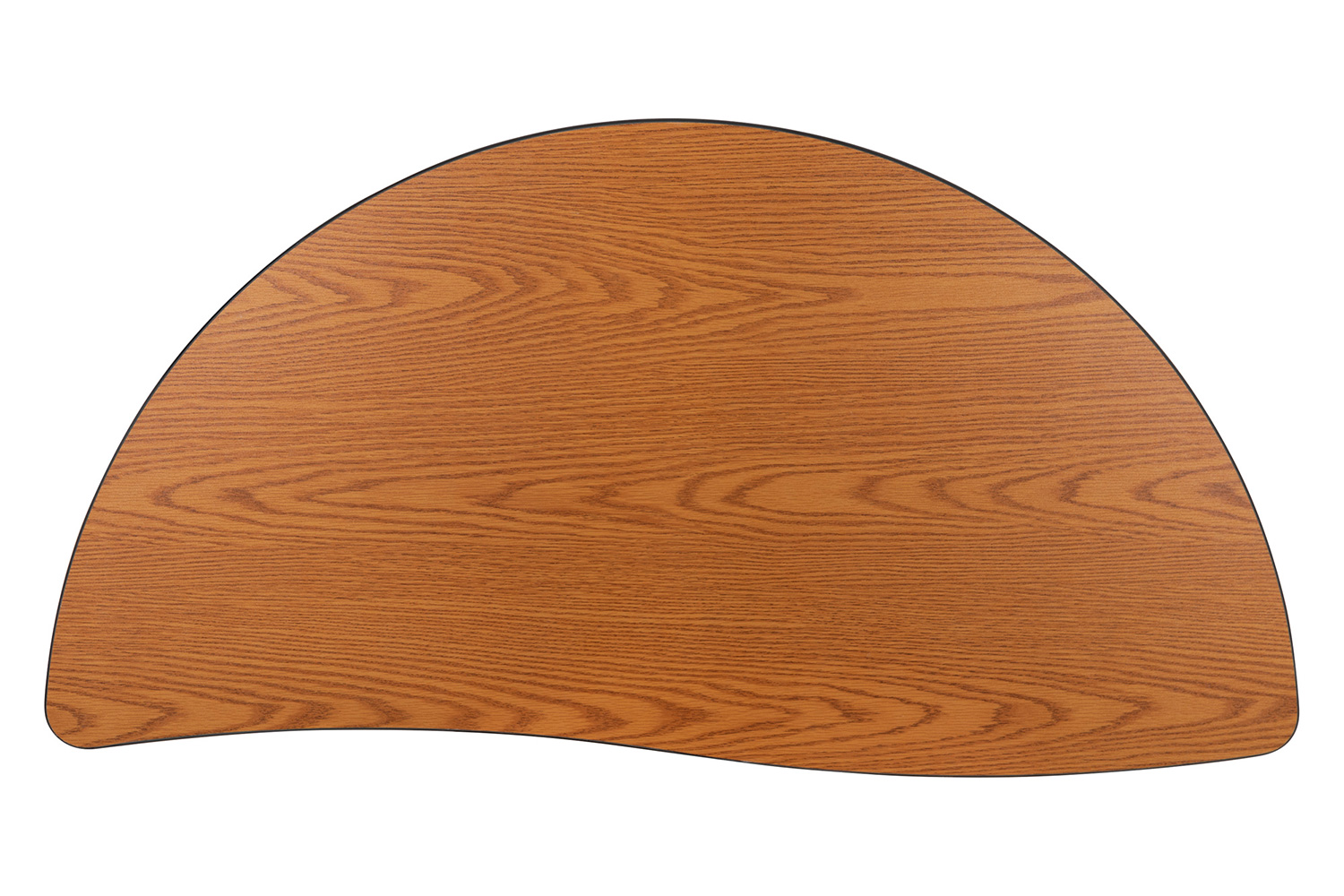 BLNK Wren Half Circle Thermal Laminate Wave Flexible Collaborative Activity Table - Oak, 47.5"D, with Short Height Adjustable Legs