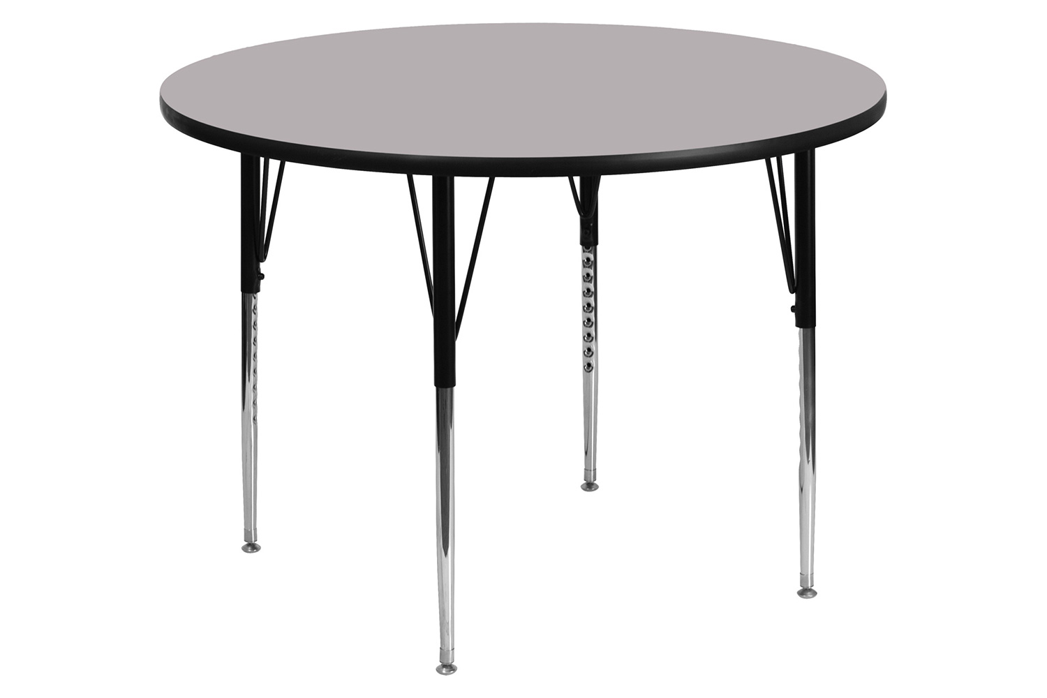 BLNK Wren Round Thermal Laminate Activity Table - Gray, 48"D, with Standard Height Adjustable Legs
