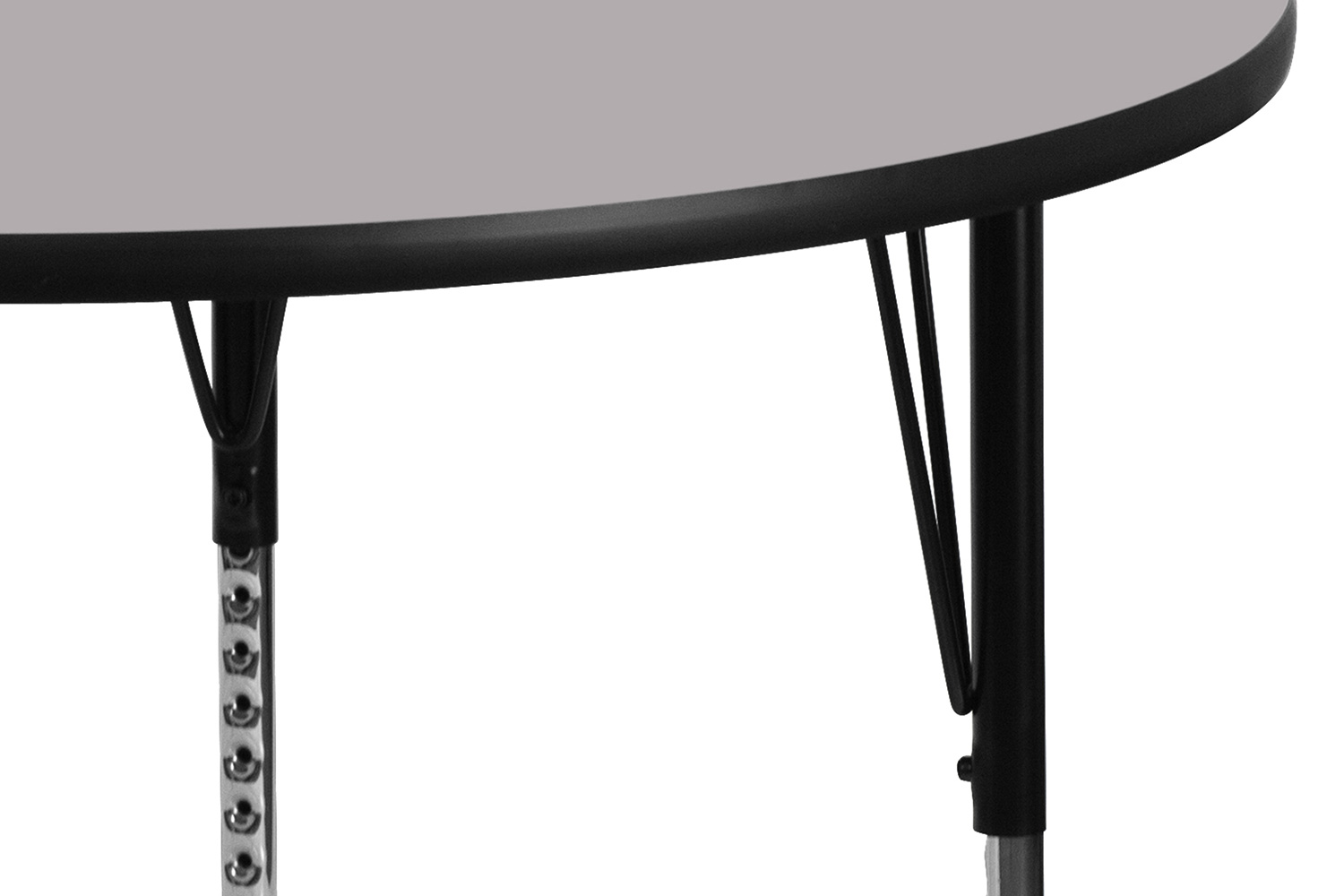 BLNK Wren Round Thermal Laminate Activity Table - Gray, 48"D, with Standard Height Adjustable Legs