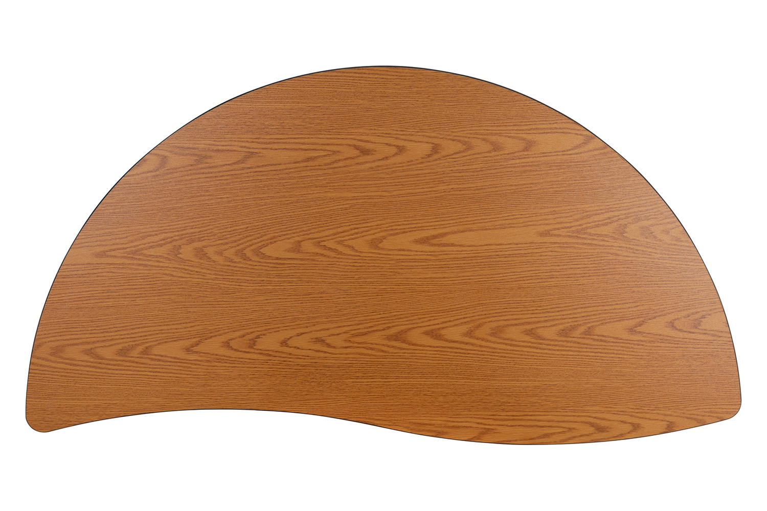 BLNK Wren Half Circle Thermal Laminate Wave Flexible Collaborative Activity Table - Oak, 60"D, with Short Height Adjustable Legs