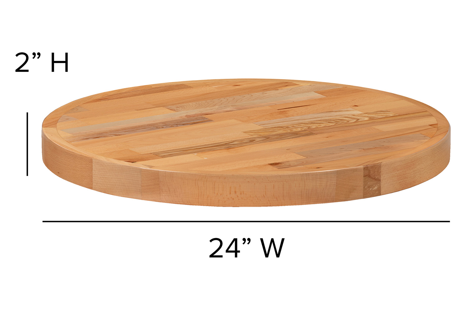 BLNK Mayfair Round Butcher Block Style Table Top - 24"D