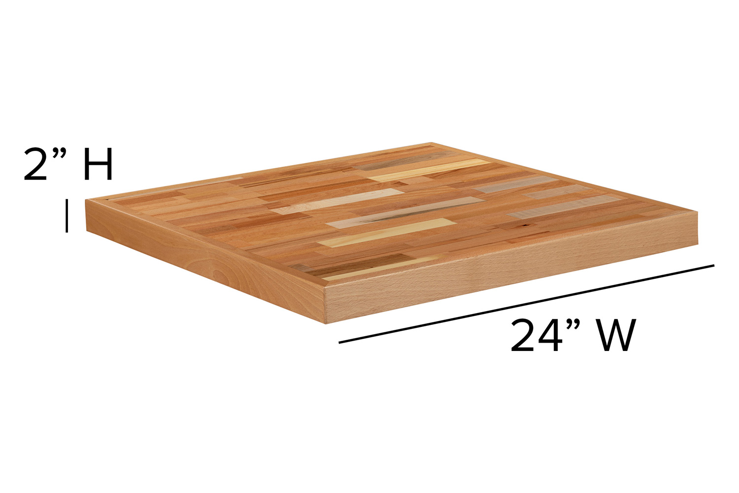 BLNK Mayfair Square Butcher Block Style Table Top - 24"W