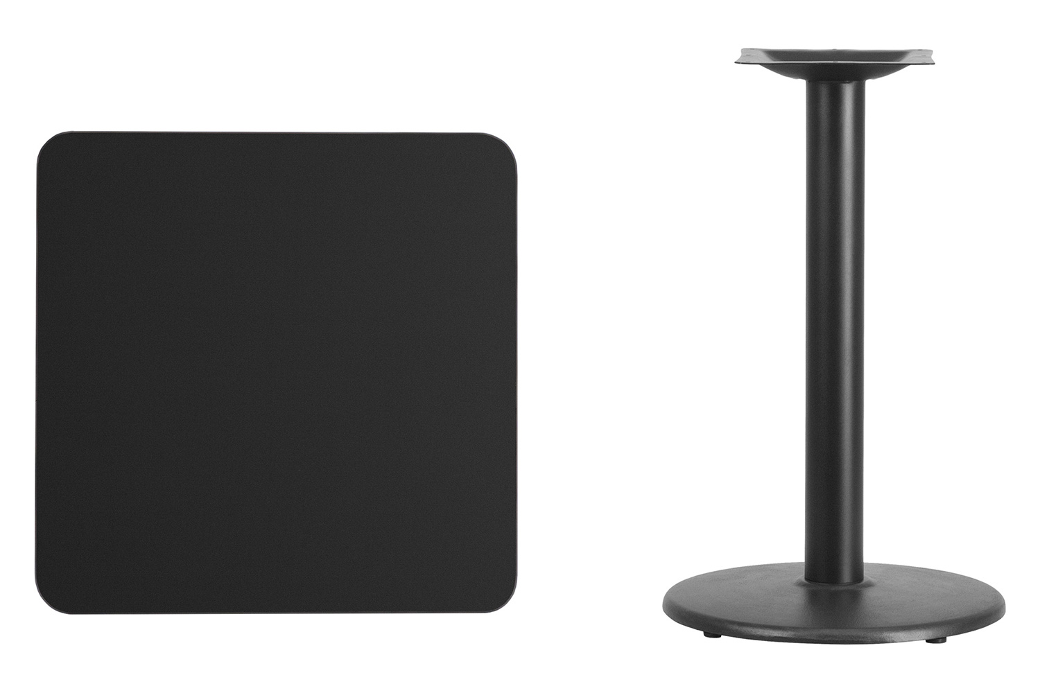 BLNK Square Table with 18'' Round Base - Black, 24"W