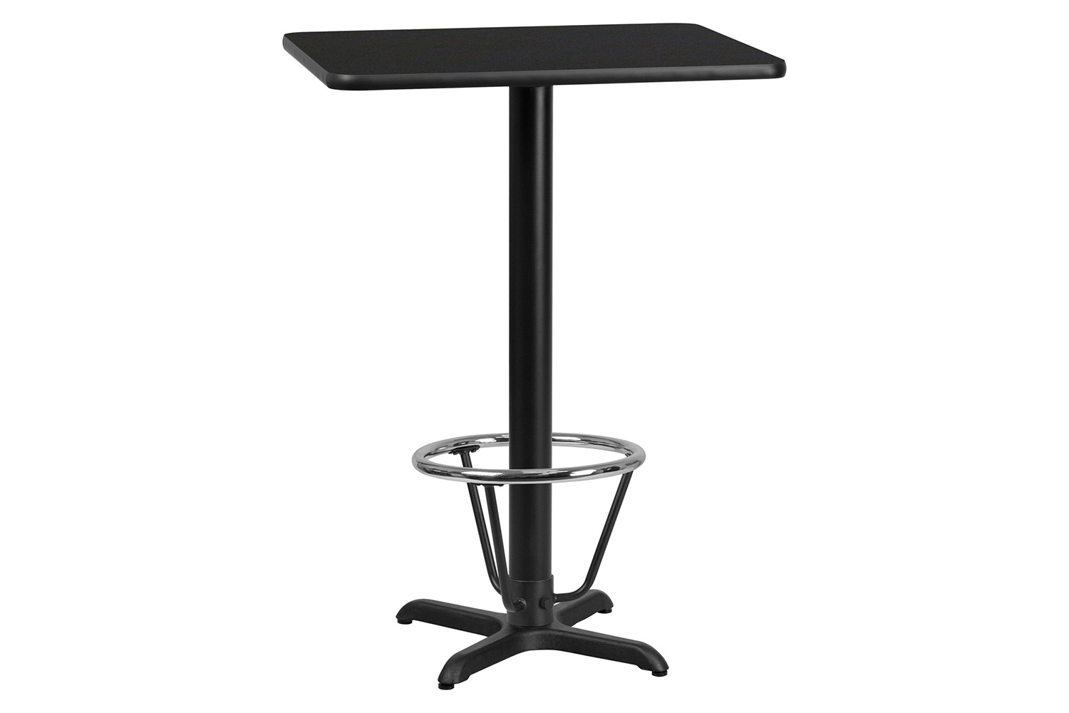 BLNK Rectangular Bar Height Table with 22'' x 22'' Base - Black, 24"W x 30"L, with Foot Ring