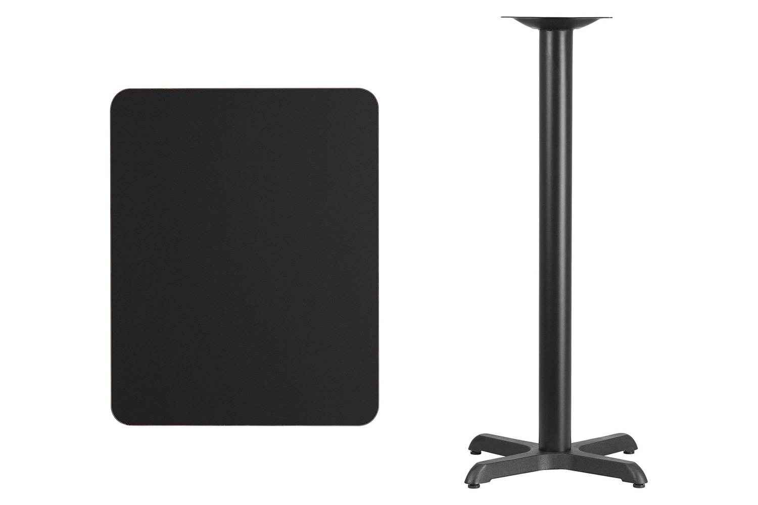 BLNK Rectangular Bar Height Table with 22'' x 22'' Base - Black, 24"W x 30"L