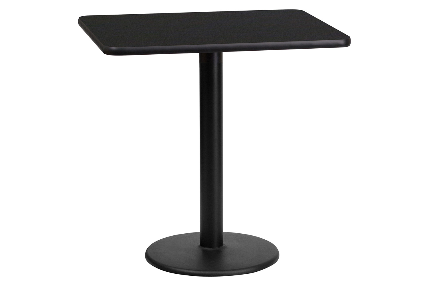 BLNK Rectangular Table with 18'' Round Base - Black, 24"W x 30"L