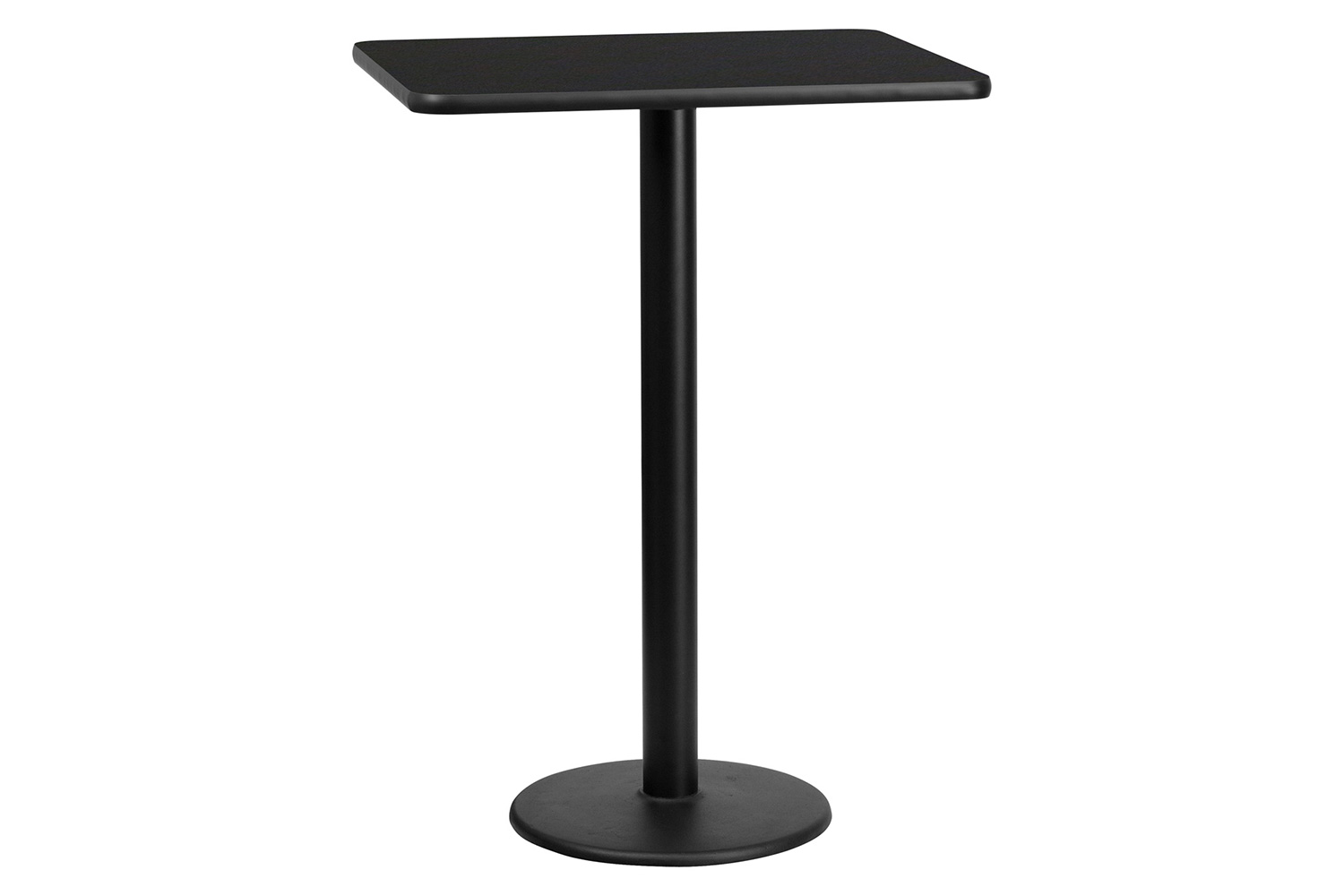 BLNK Rectangular Bar Height Table with 18'' Round Base - Black, 24"W x 30"L