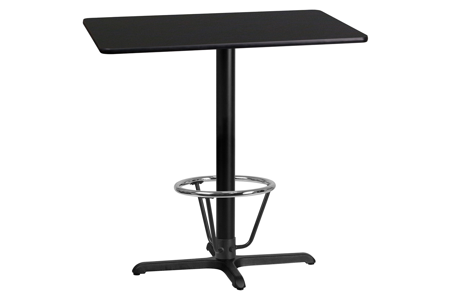 BLNK Rectangular Bar Height Table with 23.5'' x 29.5'' Base - Black, 24"W x 42"L, with Foot Ring