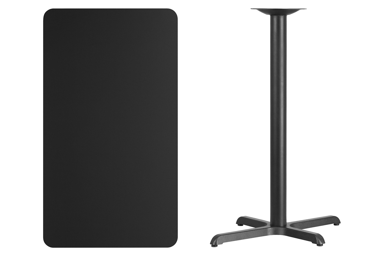 BLNK Rectangular Bar Height Table with 23.5'' x 29.5'' Base - Black, 24"W x 42"L