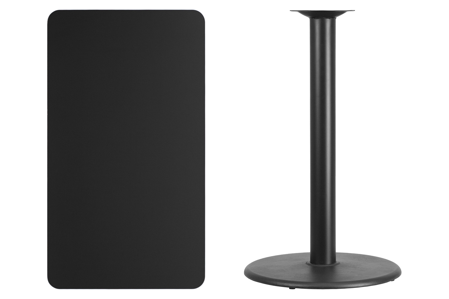 BLNK Rectangular Bar Height Table with 24'' Round Base - Black, 24"W x 42"L