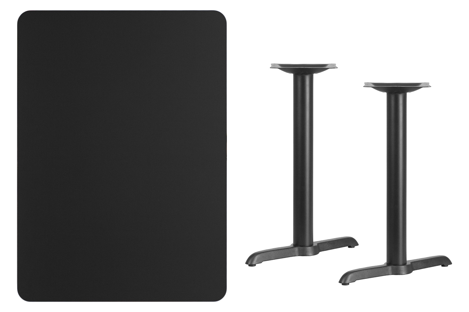 BLNK Rectangular Table with 5'' x 22'' Bases - Black, 30"W x 42"L