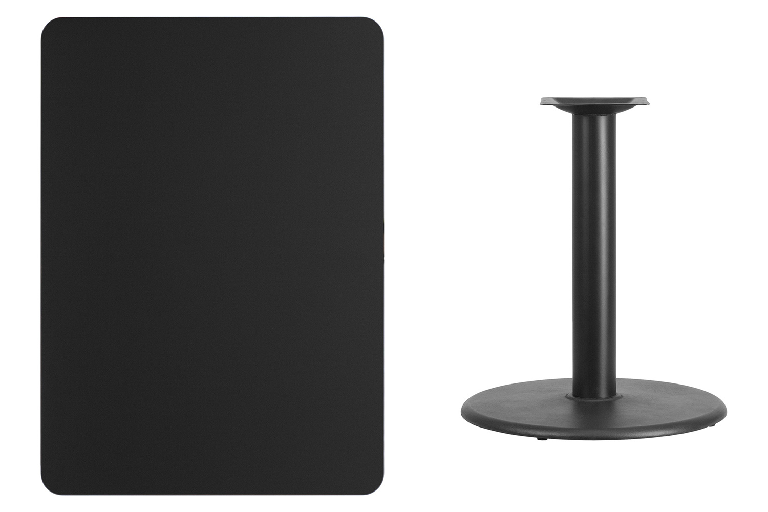 BLNK Rectangular Table with 24'' Round Base - Black, 30"W x 42"L