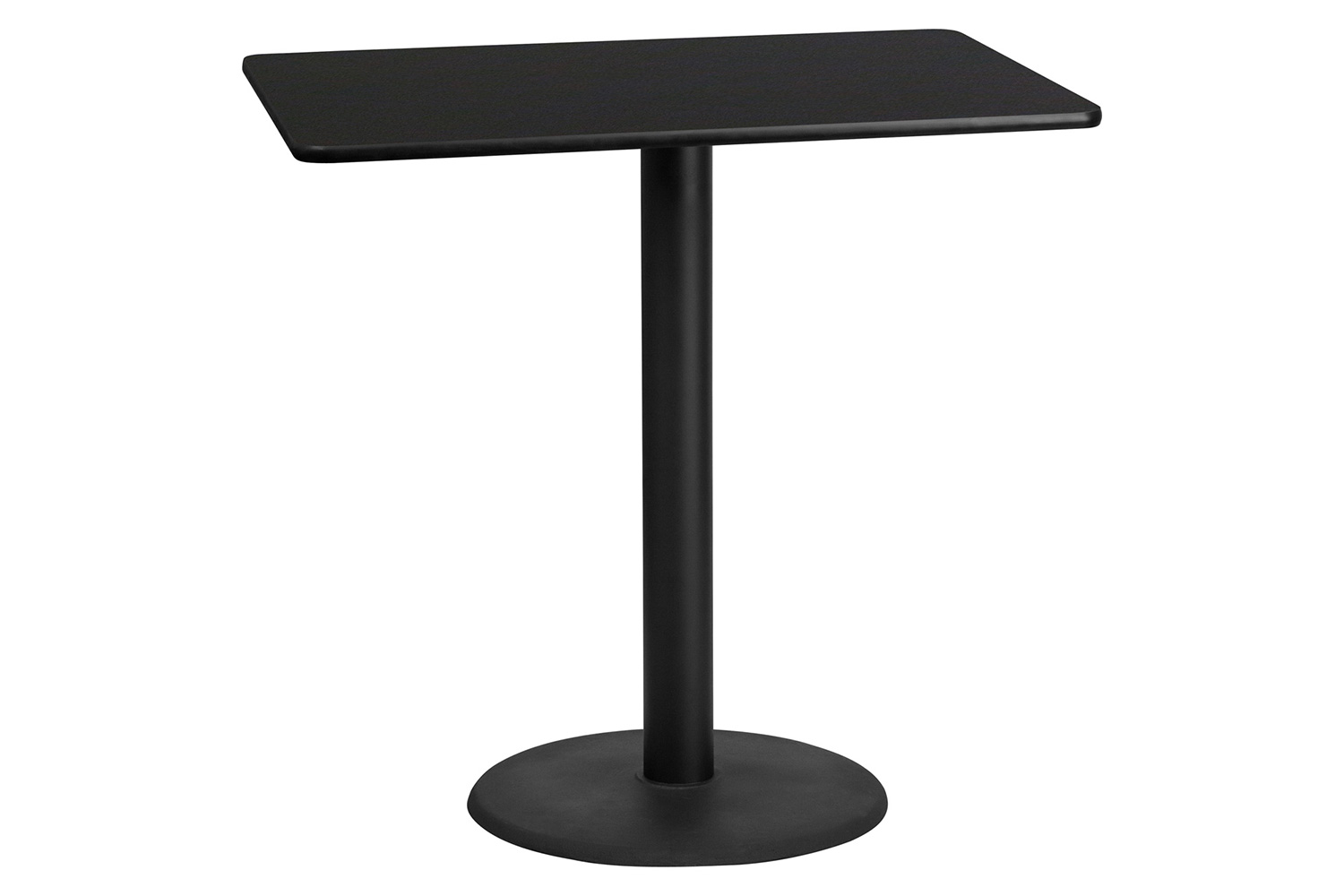 BLNK Rectangular Bar Height Table with 24'' Round Base - Black, 30"W x 48"L