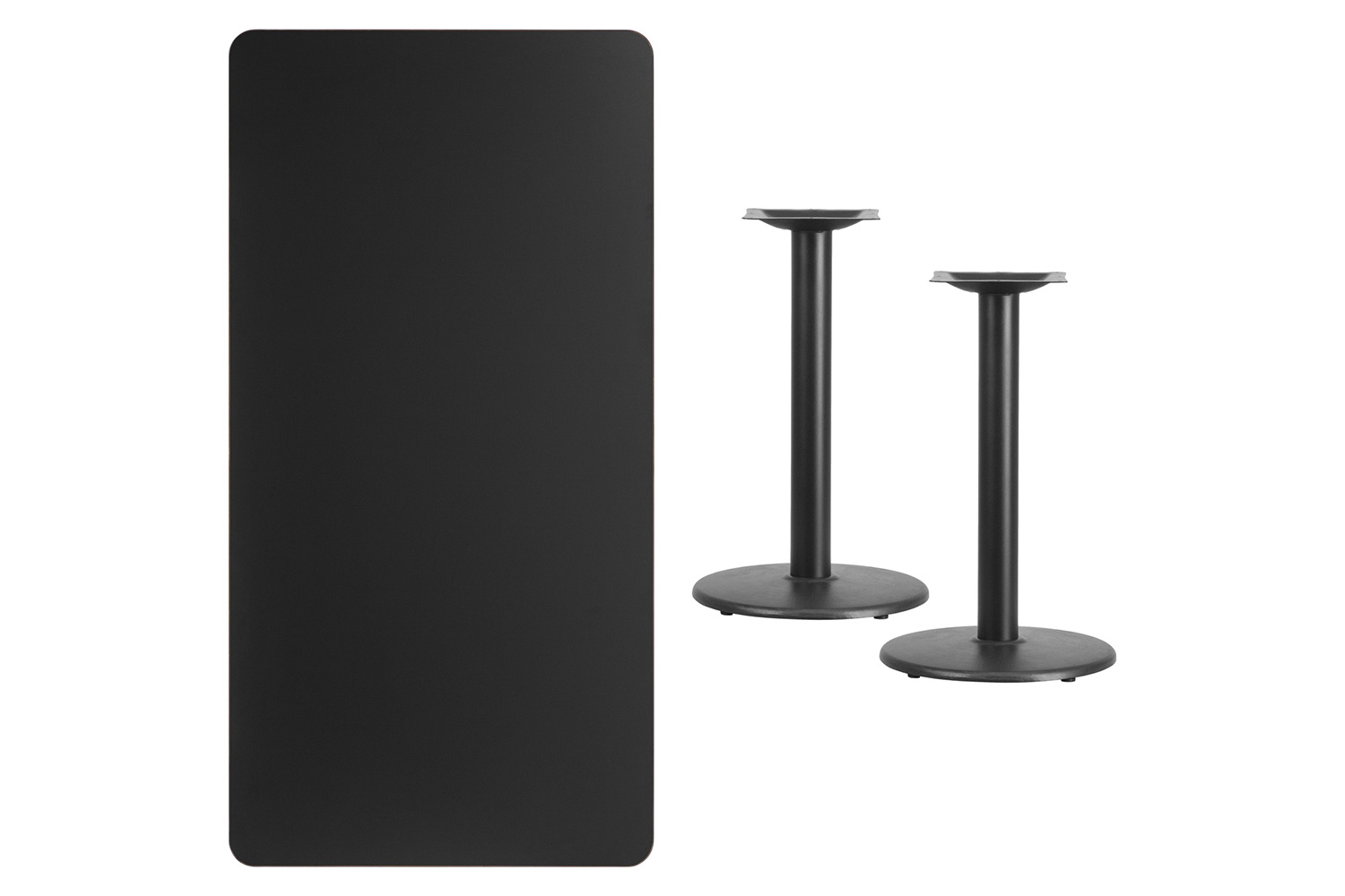 BLNK Rectangular Table with 18'' Round Bases - Black, 30"W x 60"L