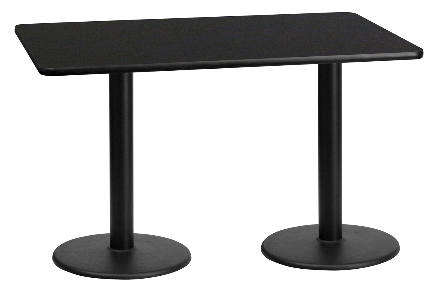 BLNK Rectangular Table with 18'' Round Bases - Black, 30"W x 60"L