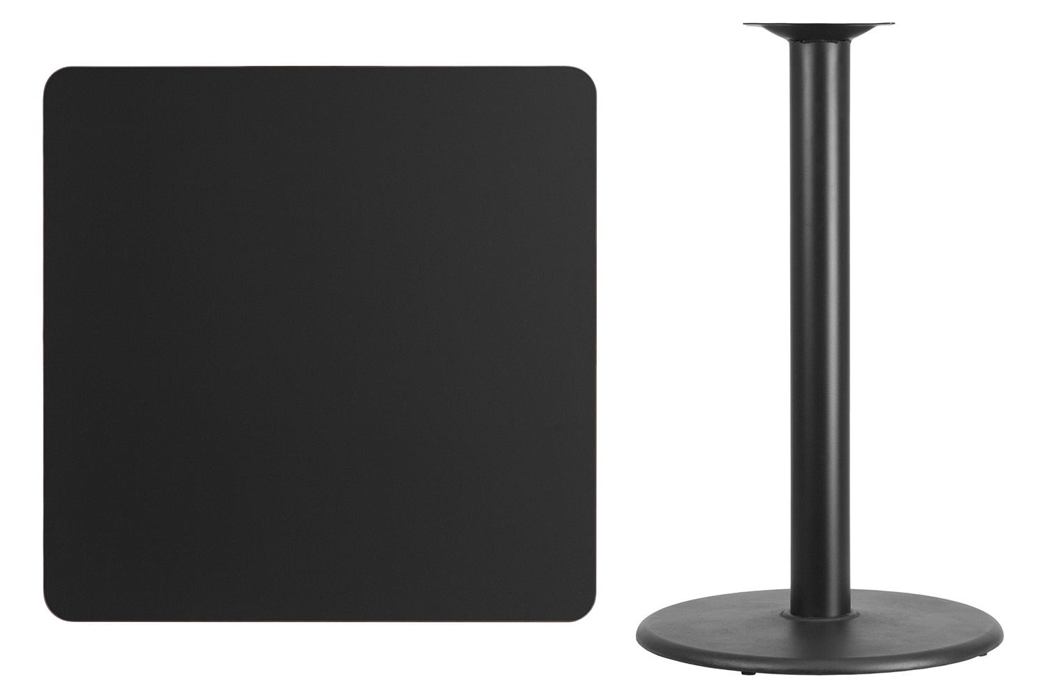BLNK Square Bar Height Table with 24'' Round Base - Black, 36"W