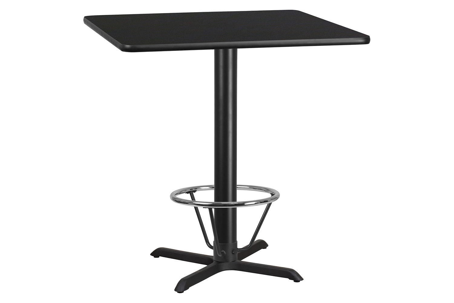 BLNK Square Bar Height Table with 33'' x 33'' Base - Black, 42"W, with Foot Ring