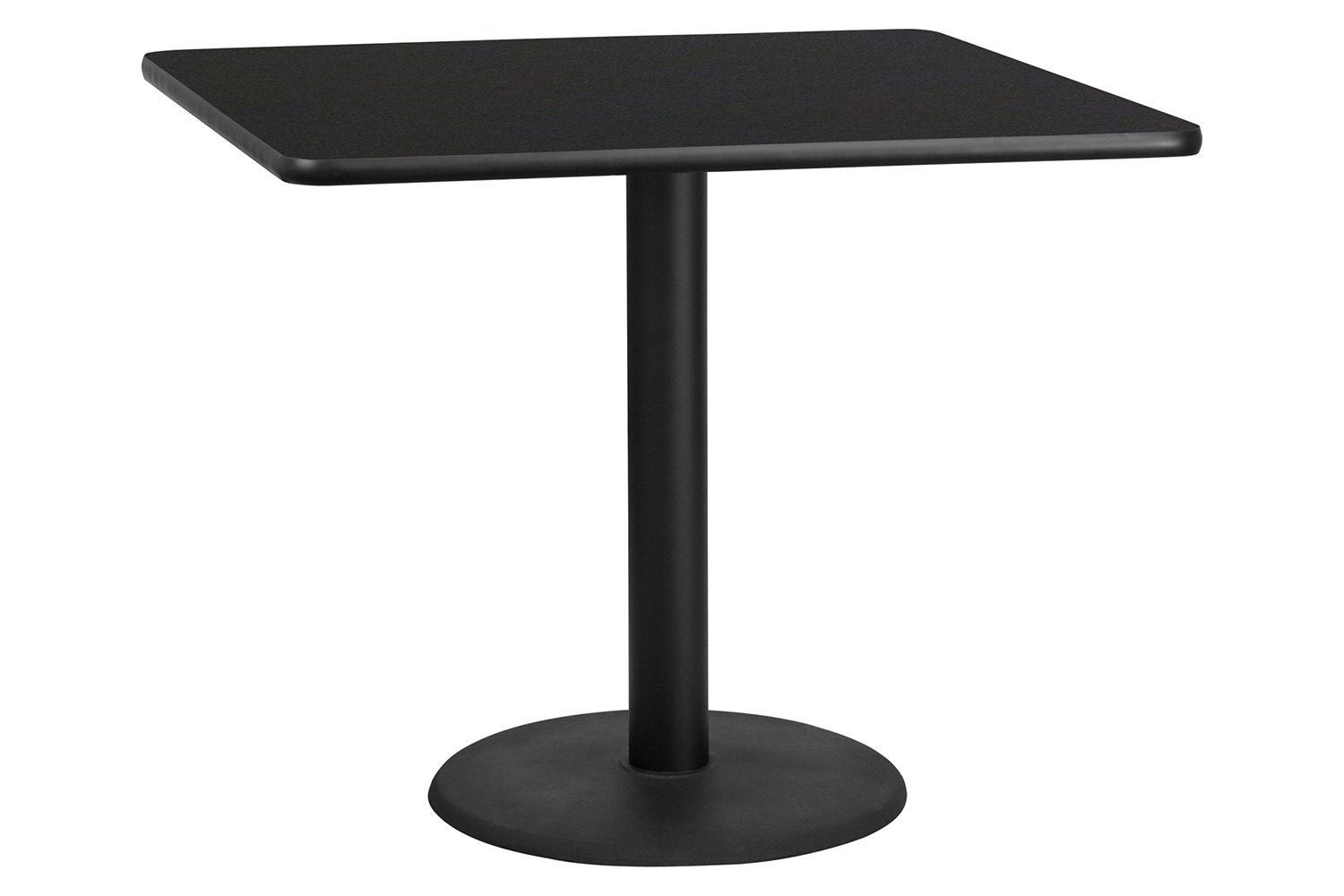 BLNK Square Table with 24'' Round Base - Black, 42"W