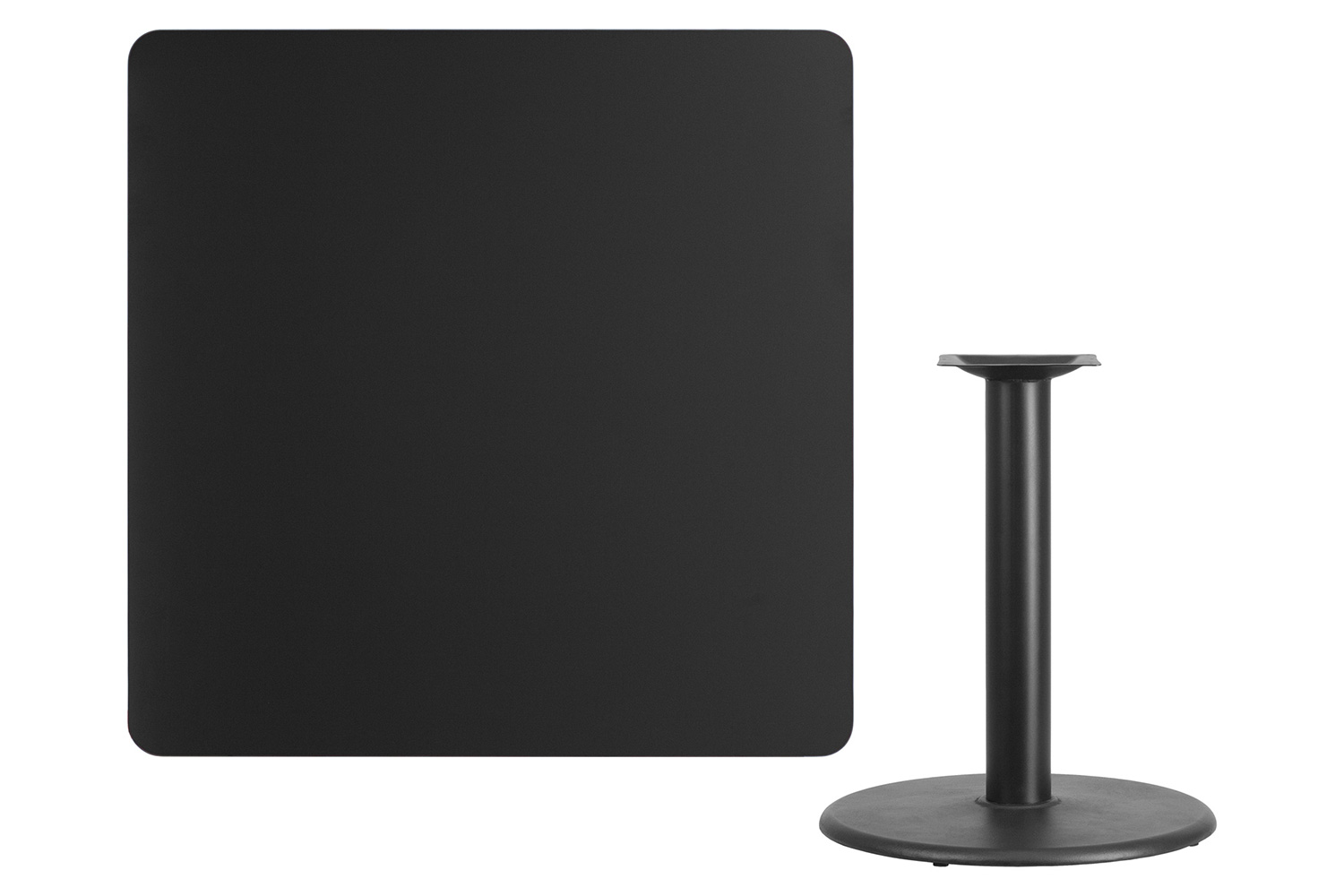 BLNK Square Table with 24'' Round Base - Black, 42"W